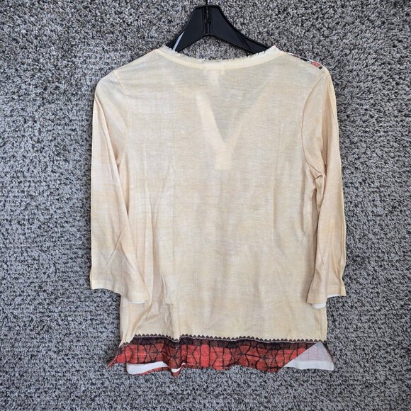 Chicos Top Womens‎ 0 US Small Yellow Embellished V Neck Tee Paisley Ladies - Picture 7 of 7